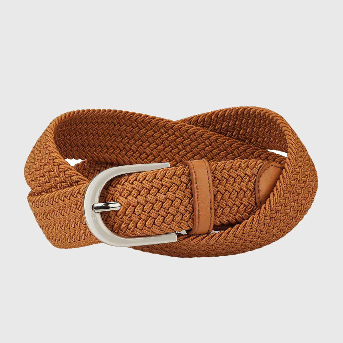 Zoro Unisex Solid Woven Fabric Belt | Tan - Free Size