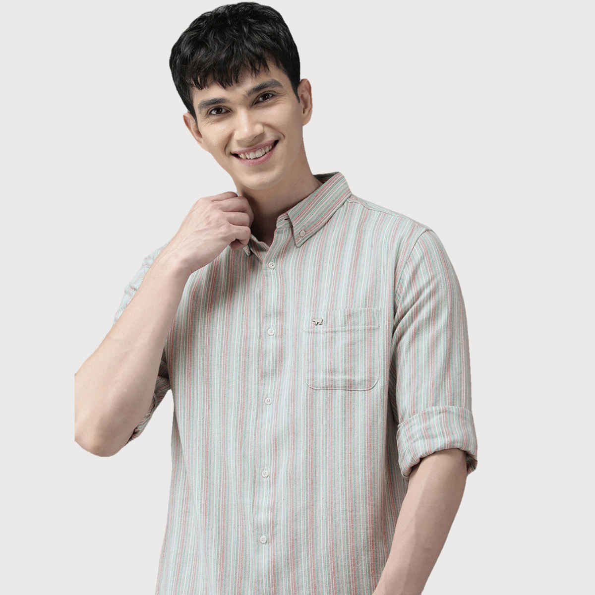 The Bear House Men Slim Fit Striped Casual Shirt - Multicolor | Size - M