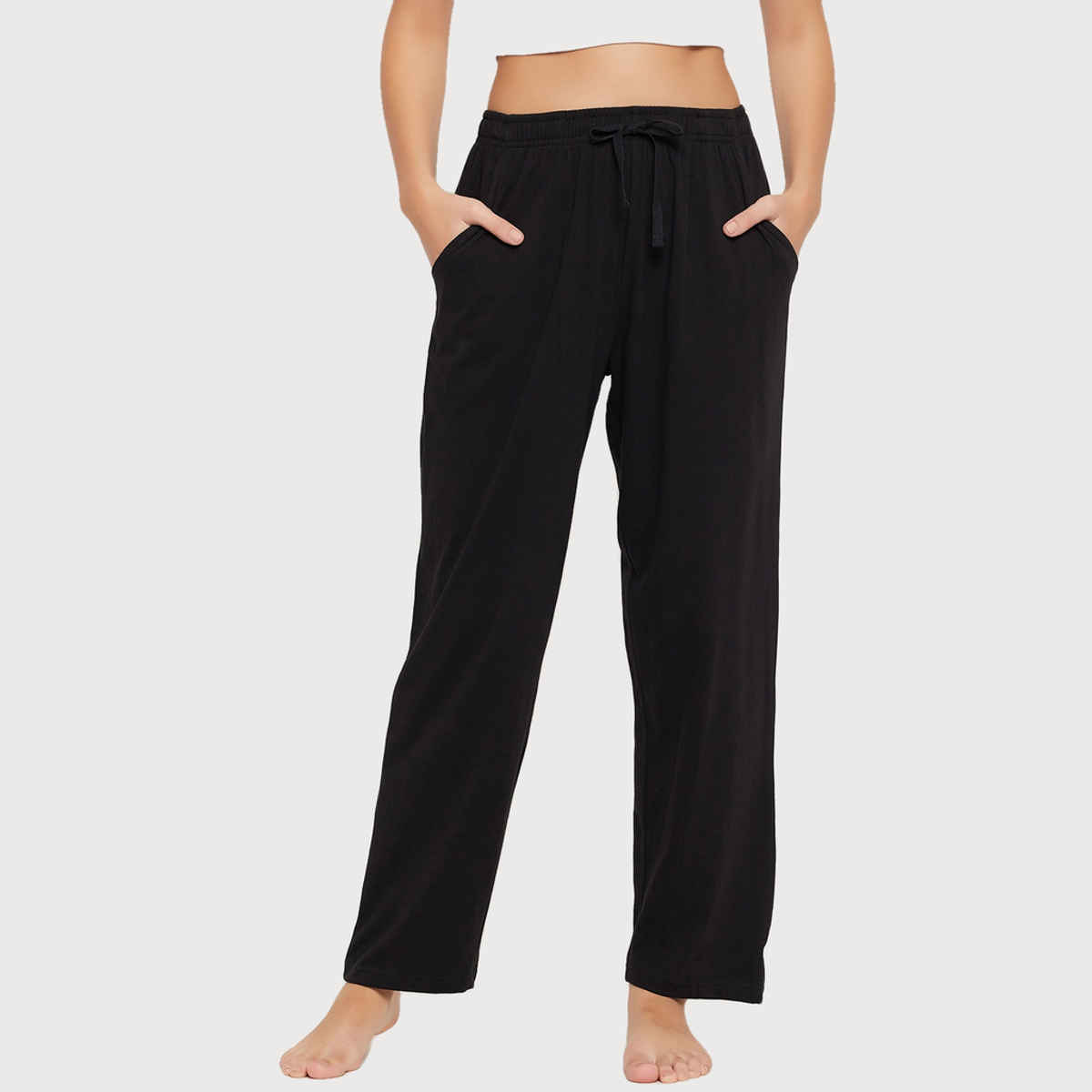 Clovia Women's Cotton Rich Pyjama | Black - 3XL
