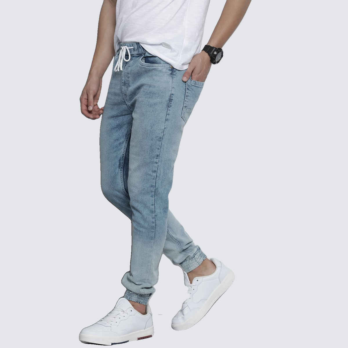 The Indian Garage Co Men's Slim Fit Solid Casual | Blue - 34