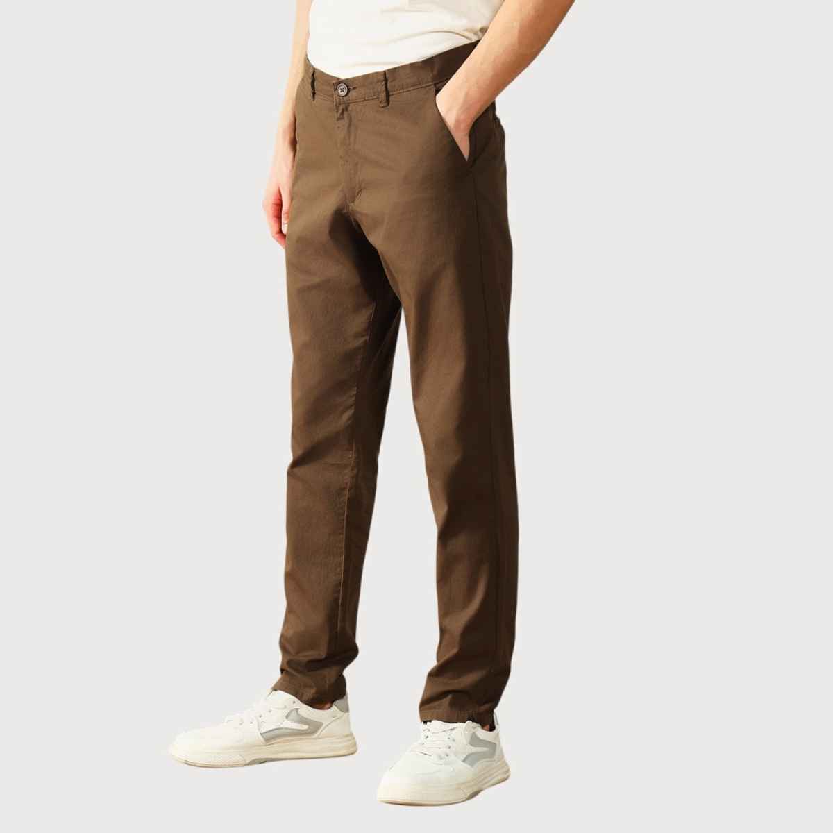 Dennis Lingo Men's Solid Chinos | Dark Khaki | 38
