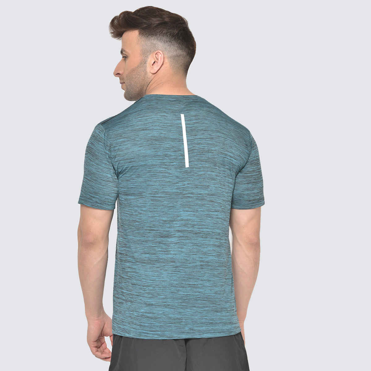 Chkokko Men's Round Neck Regular Fit Half Sleeves Gym T-shirt | Seagreen - L