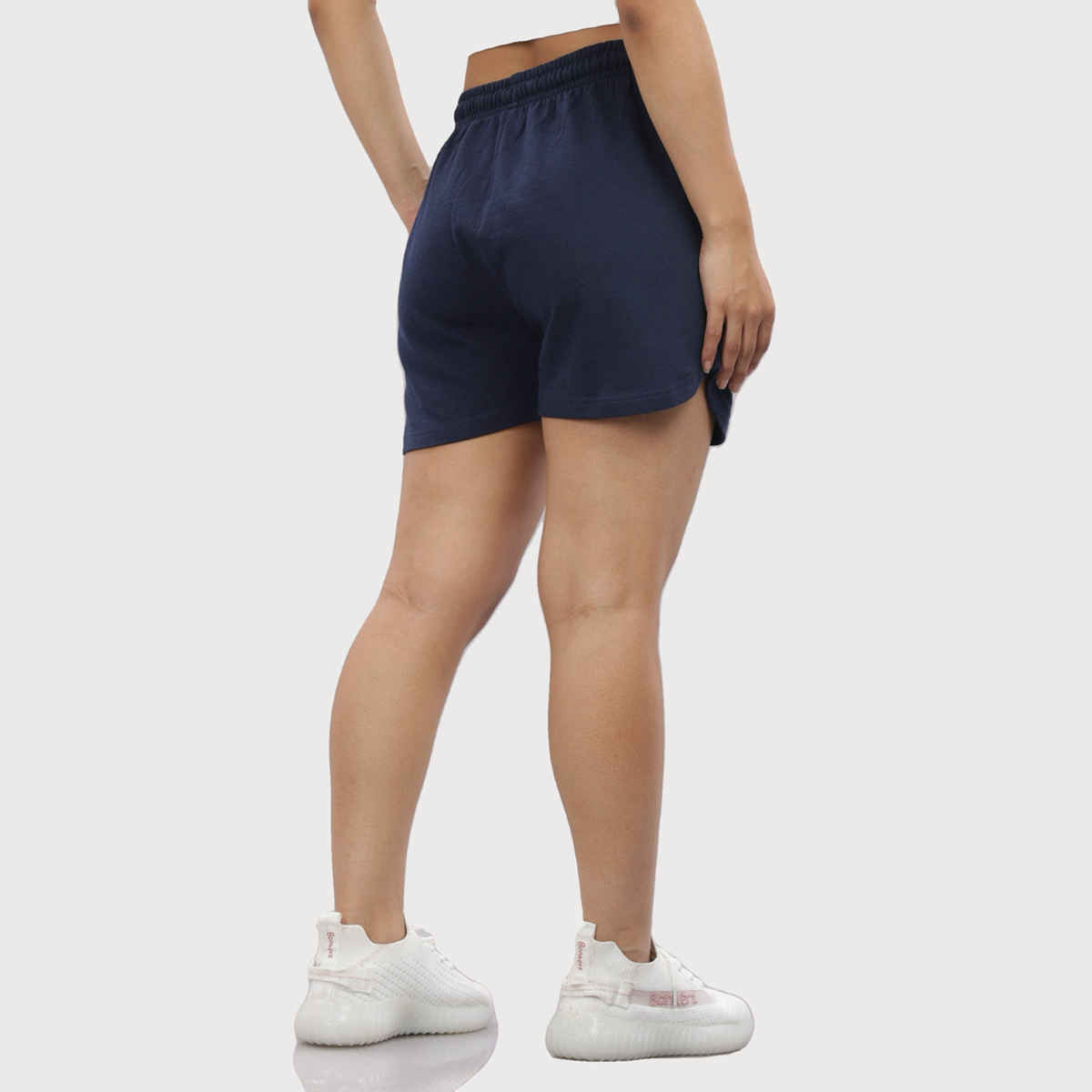 Springman Solid Blue Shorts With Elastic & Drawstring For Women | M