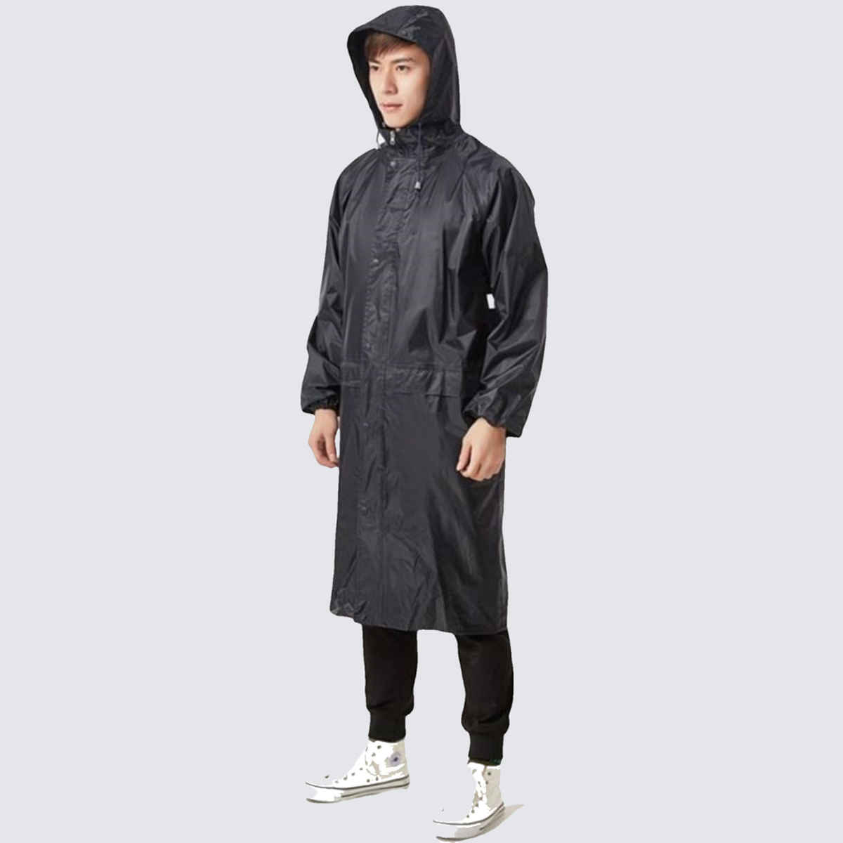 INFISPACE Adult Unisex Polyester Long RainCoat Poncho Barsaati with Adjustable Cap and Cover XL