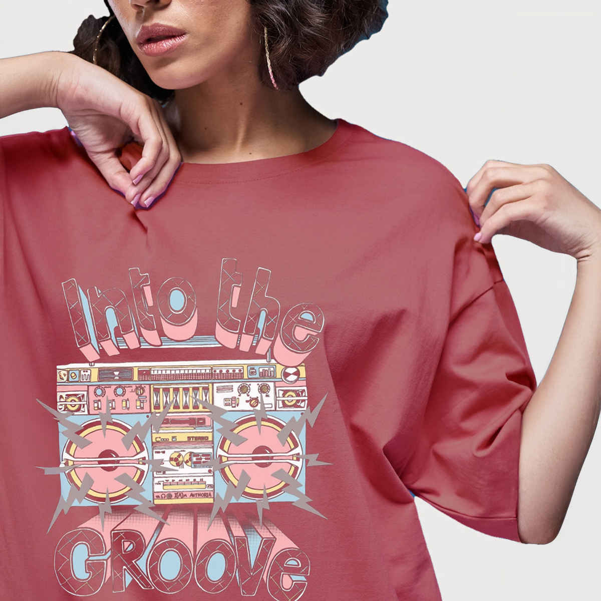 Smartees Women's Oversize Printed T-shirt | WW - 2043 | Onion Pink - L