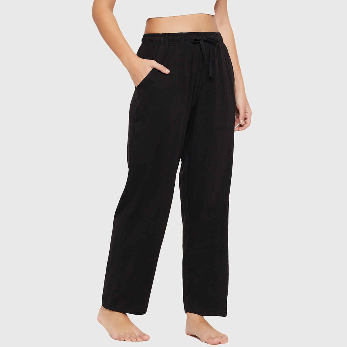 Clovia Women's Cotton Rich Pyjama | Black - 3XL