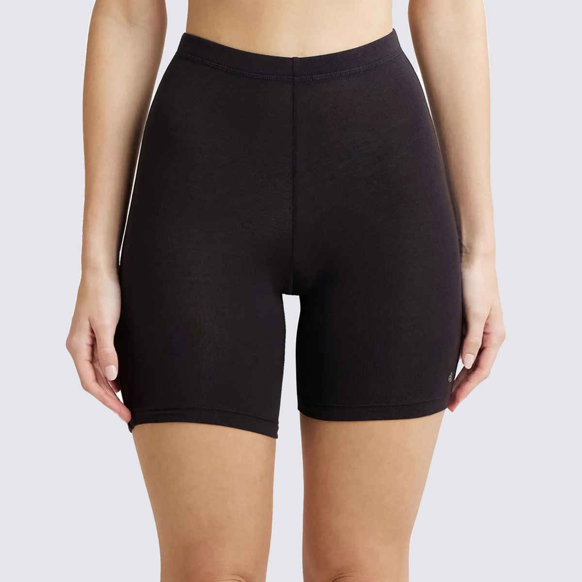 Jockey 1529 Women's Super Combed Cotton Mid Waist Underwear Shorties|Concealed Waistband | Black-S