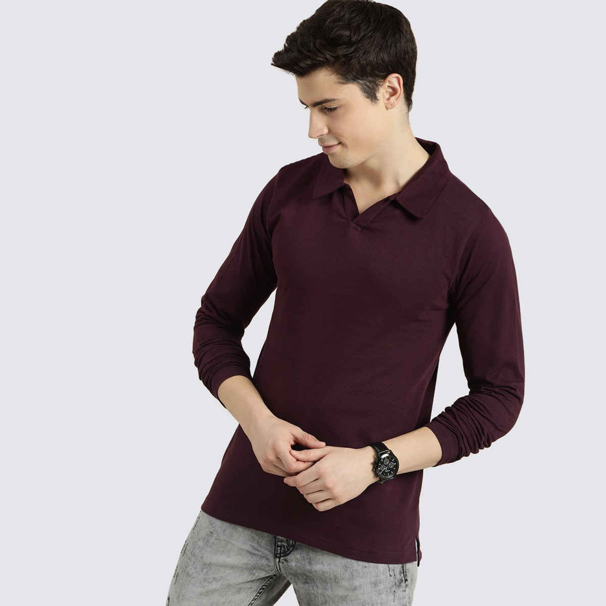 Dillinger Men's Long Sleeve T-shirts | DLPOL002WINE | Wine - XL