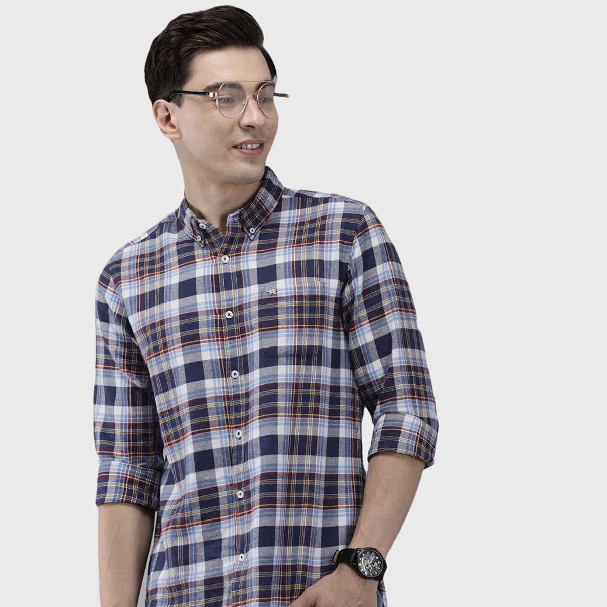 The Bear House Men Slim Fit Checked Shirt - Toscano | Blue | L