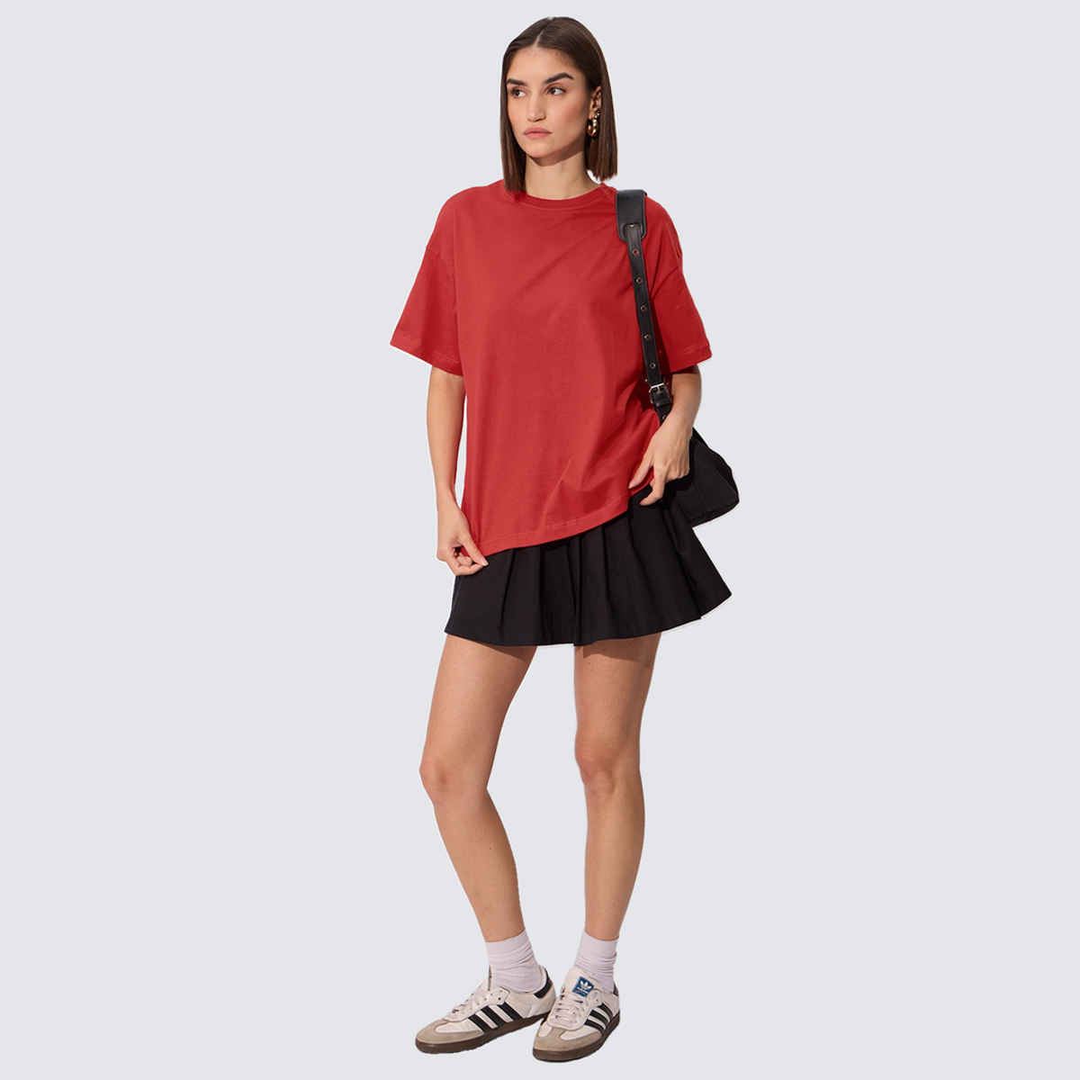 The Souled Store Women's Solids Rouge Red Oversized T-shirt | Red - L