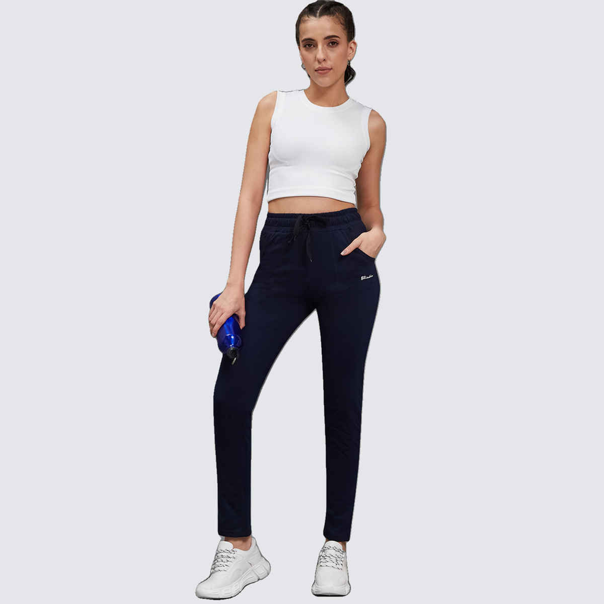 Blinkin Women's Cotton Pyjamas & Track Pants with Side Pockets | Navy - L