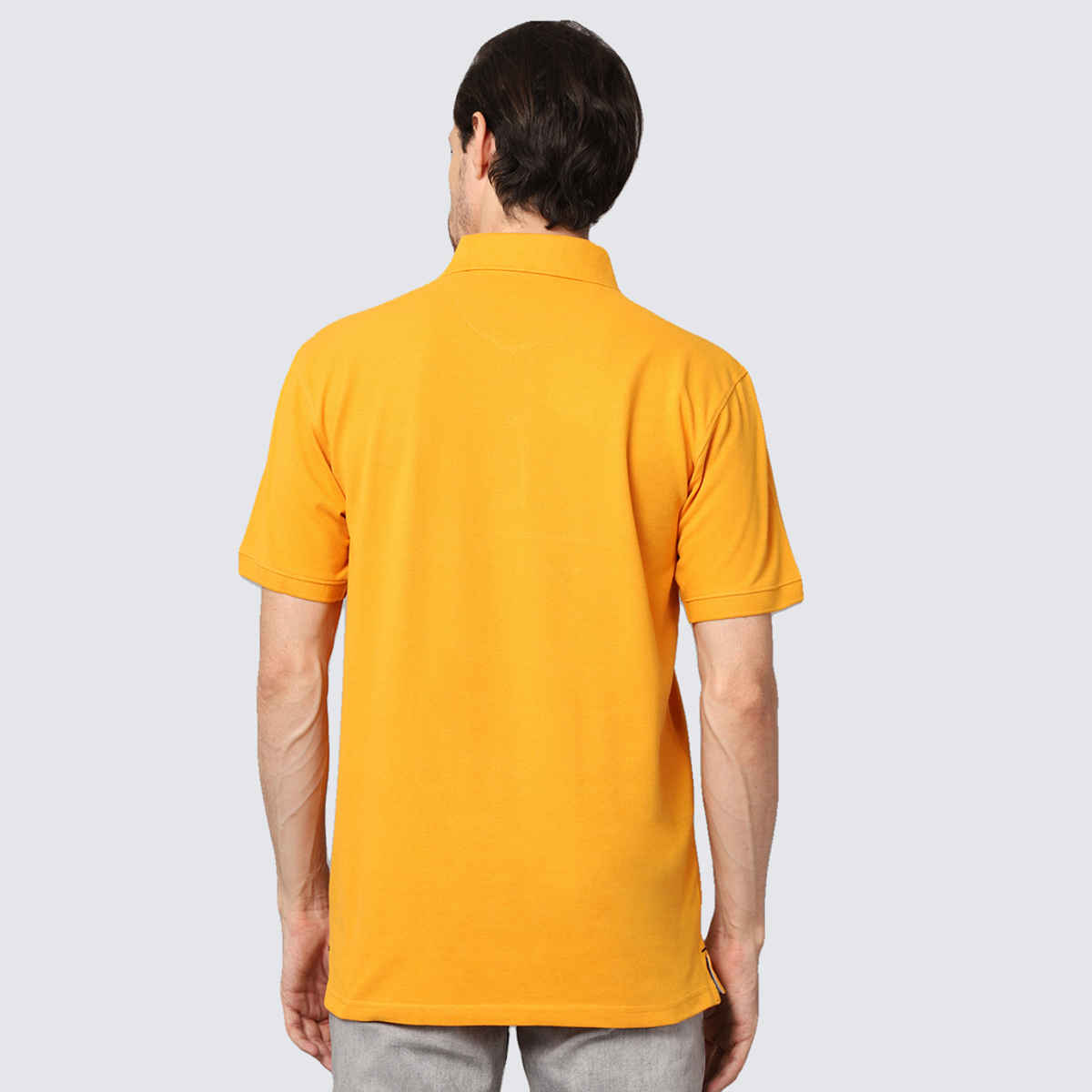 Cantabil Men's Polo Collar T-shirt | Mustard Yellow - M