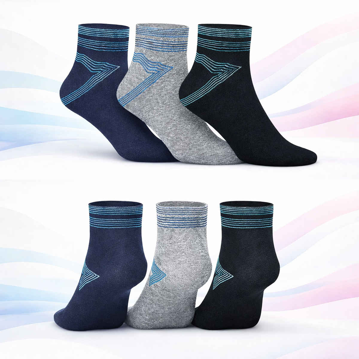 Dollar Men's Cotton Ankle Length Socks | Multicolour - Free Size