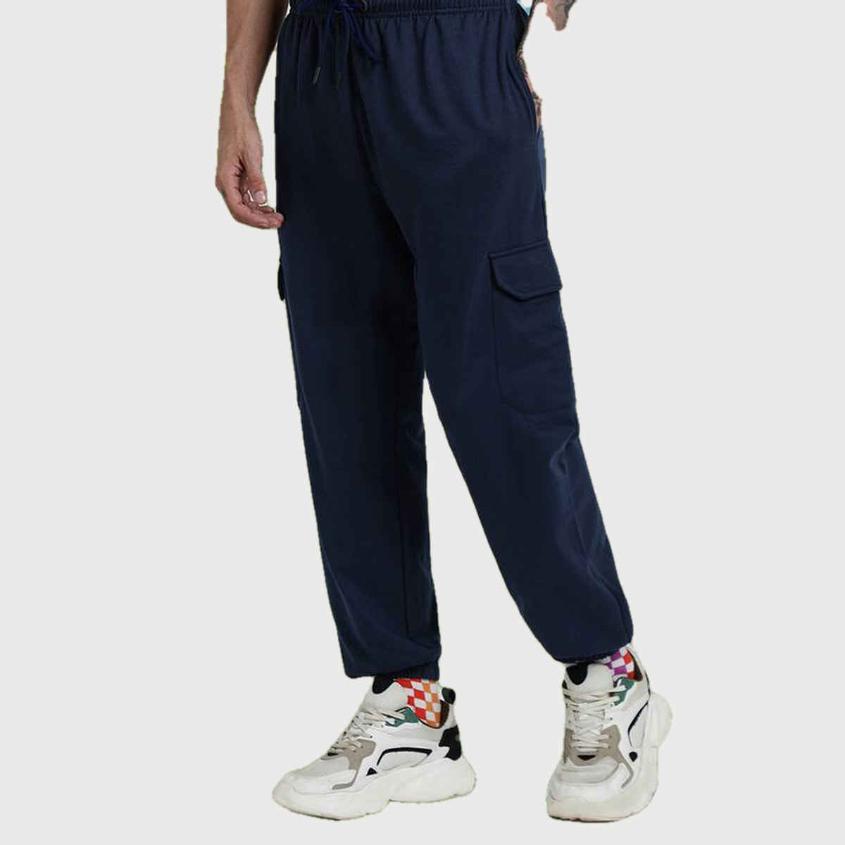 VEIRDO Men's Solid Regular Cargo with Side Pocket | VDMBW0300001 | Navy Blue - XL