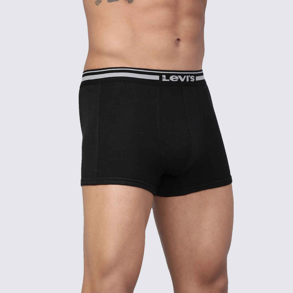 Levi's 003 Men's Comfort Trunk | Contoured Double Pouch | Pack of 2 | Lt. Grey Mel,Black | L