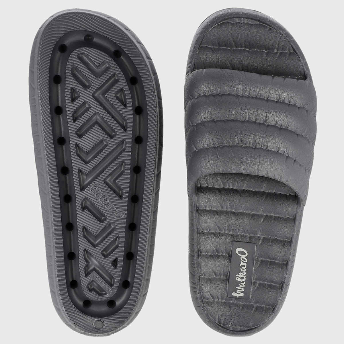 Walkaroo Men's Flip Flop Sliders | WC8770 Dark Grey | UK 10