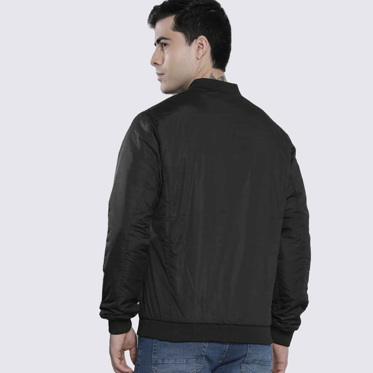 The Indian Garage Co Men's Slim Solid Jacket | Black - M