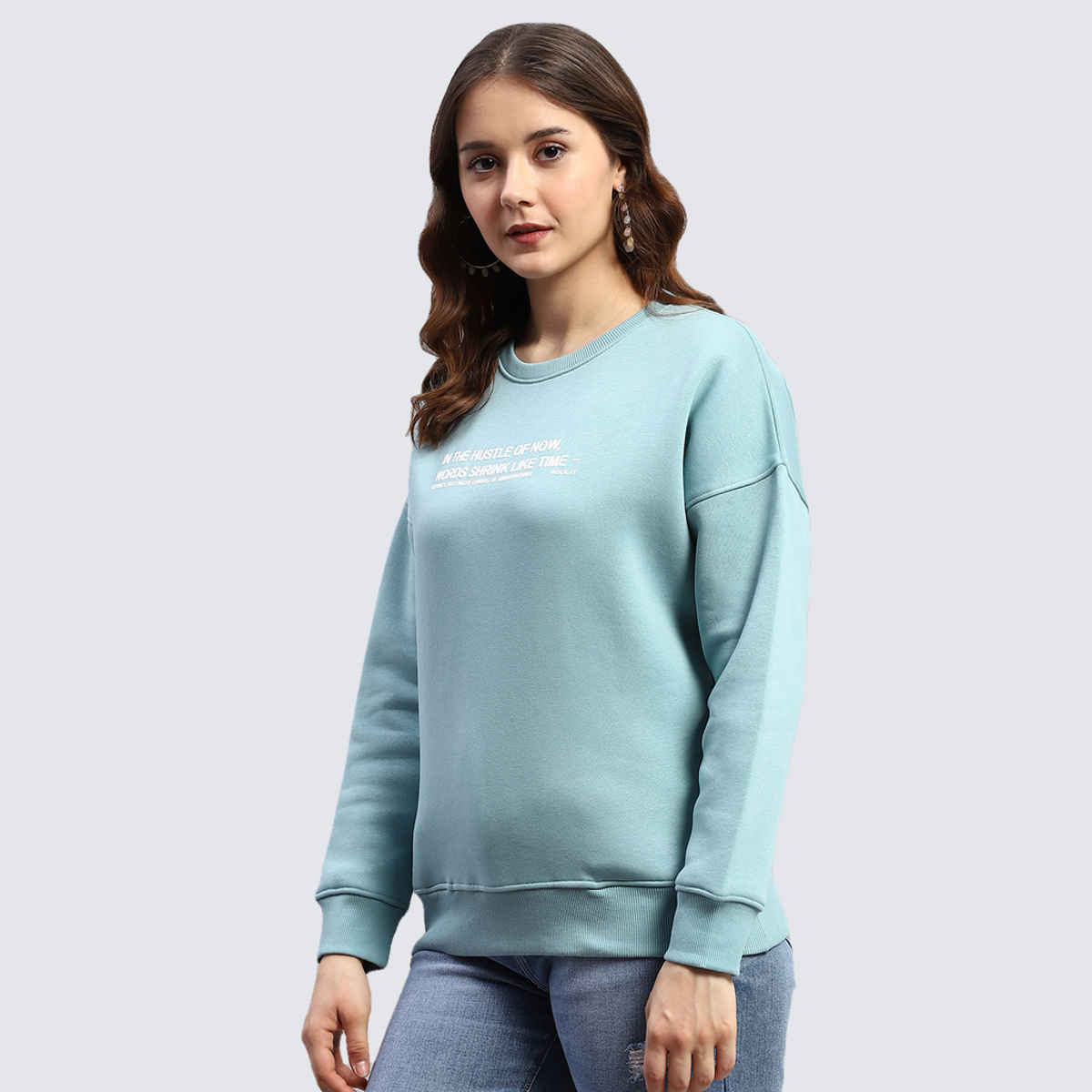 Rock.It By Monte Carlo Womens Blue Round Neck Full Sleeve Sweatshirt | 2240102602-1-42 | XXL