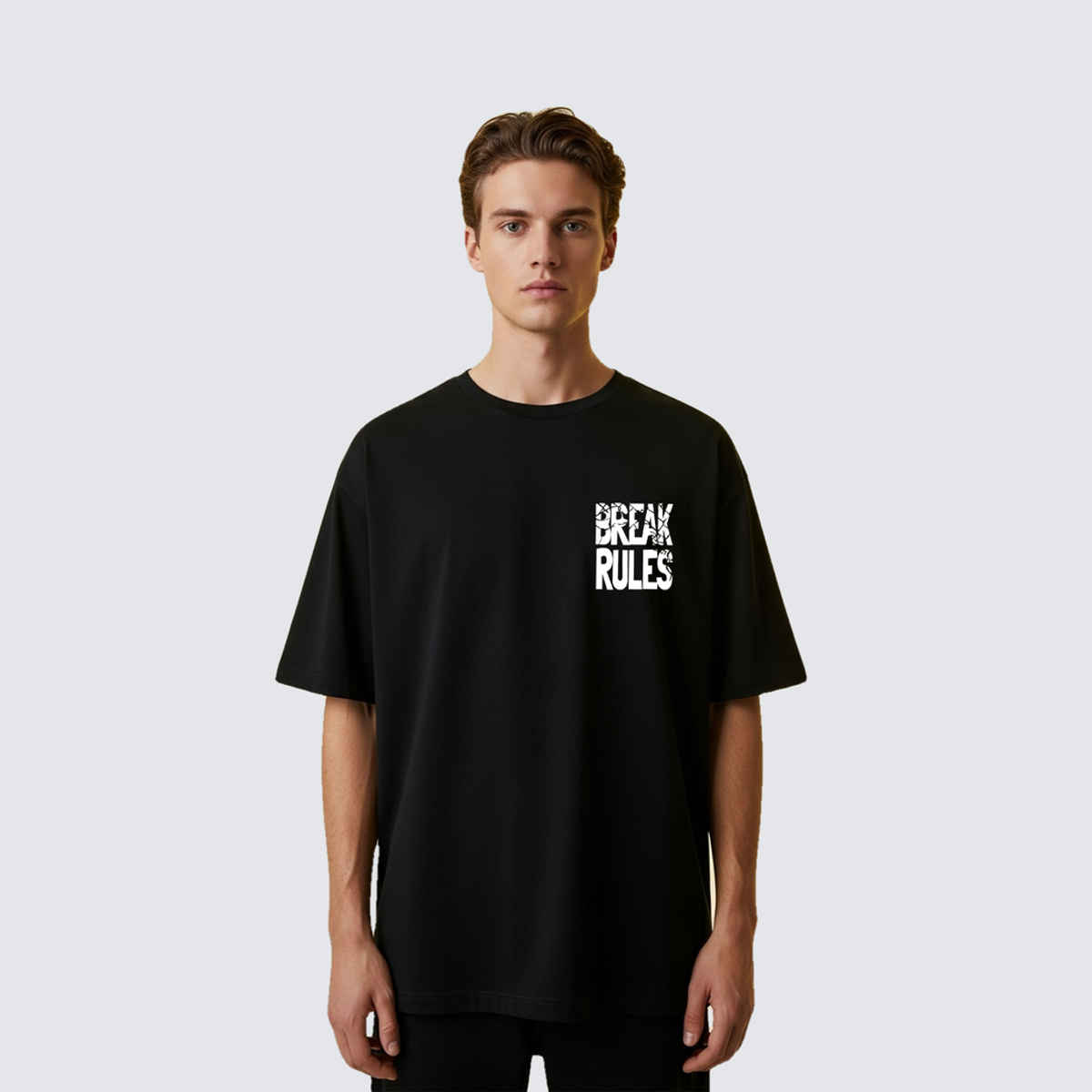 BENNY BROOKS Men's Round Neck half sleeve Oversized T-shirt |AA(ARN)BLACK158 | Black - M