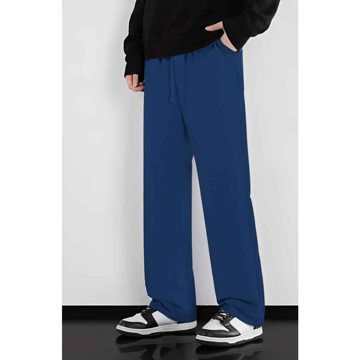 Springman Men's Solid Cotton Rich French Terry Baggy Track Pant | Blue - XL