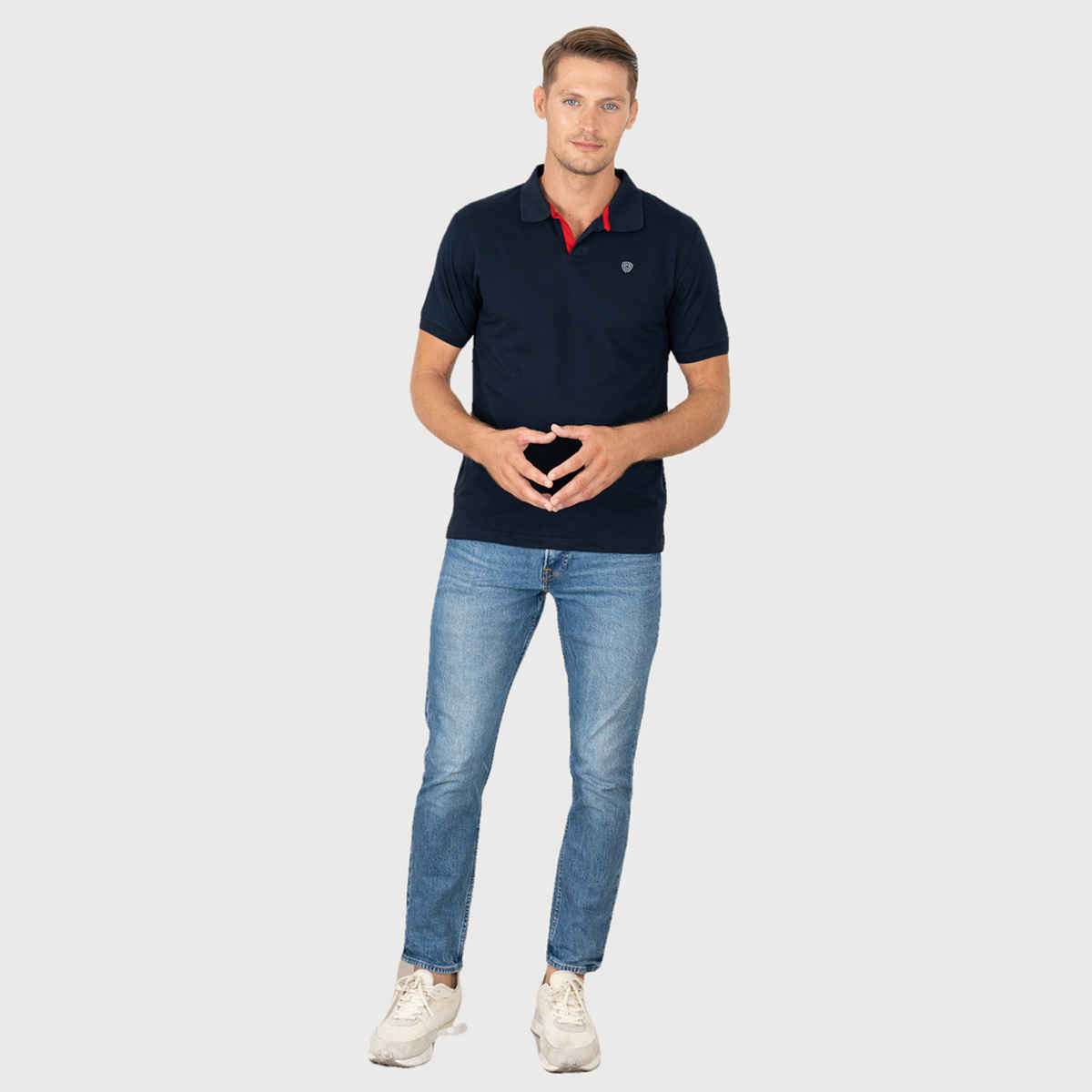 Lux Cozi Men's Cotton Polo T-Shirt | Navy - S