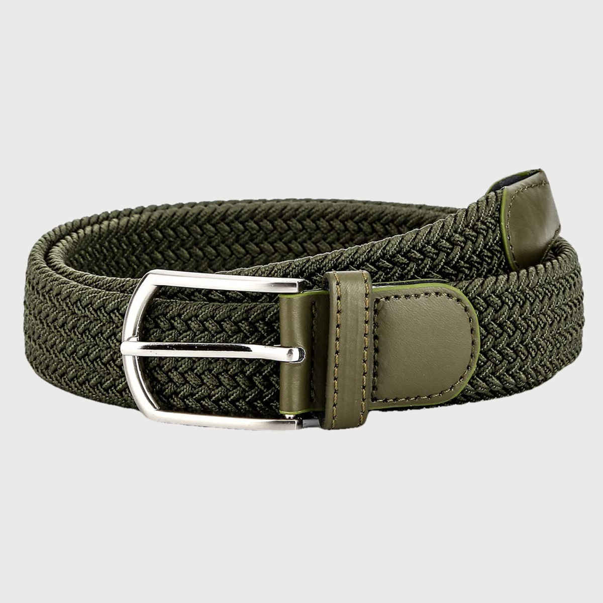 Zoro Unisex Solid Woven Fabric Belt | Green - Free Size