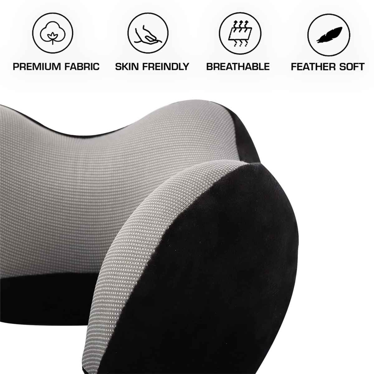 Billebon Unisex Memory Foam Neck Pillow | Black - One Size