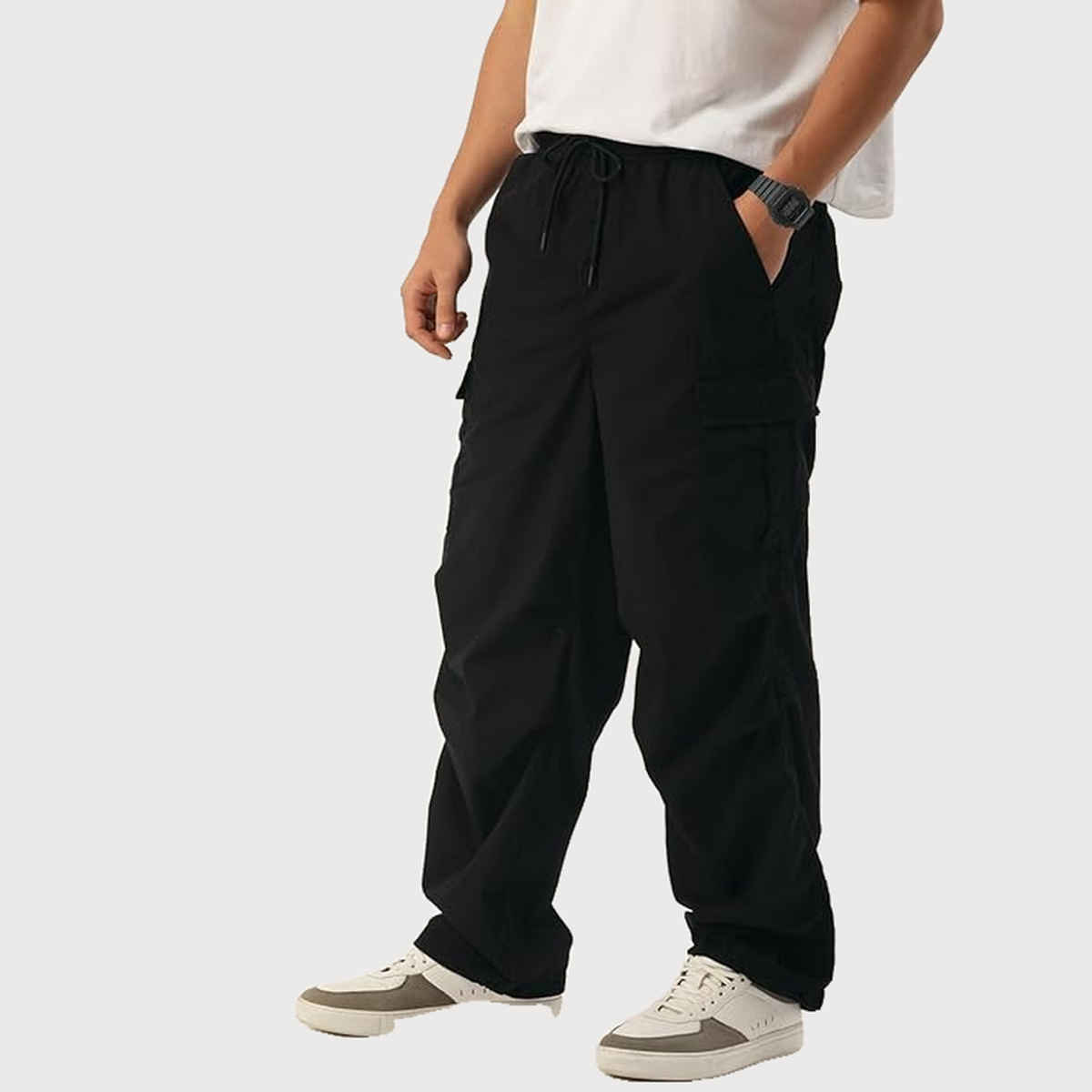 Bene Kleed Unisex Parachute Cargo Trousers | Black - 28