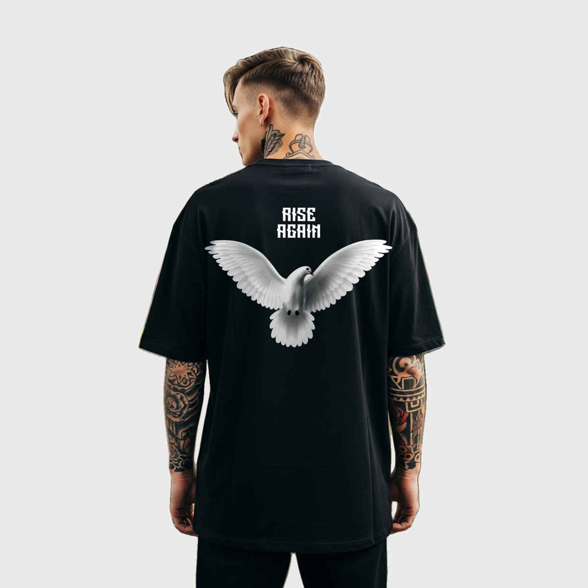 BENNY BROOKS Men's Round Neck half sleeve Oversized T-shirt |AA(ARN)BLACK262 | Black - M