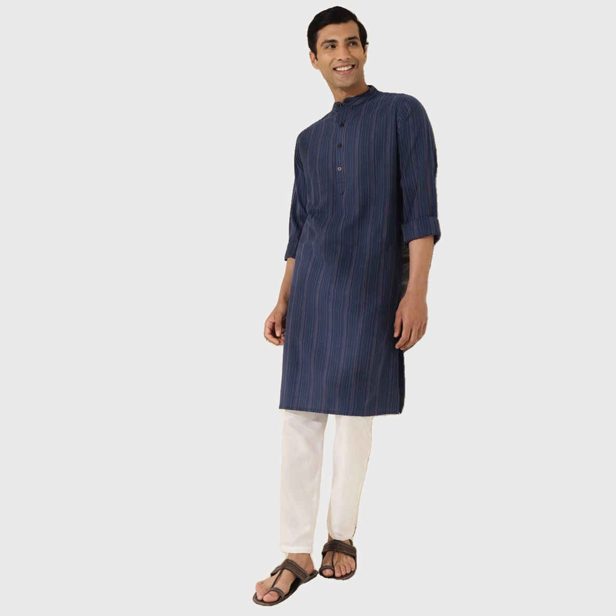 Fabindia Men's Long Kurta | Navy - M