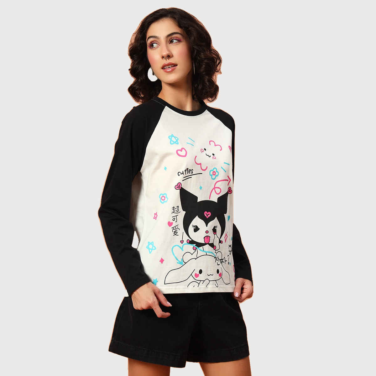 The Dry State Women's Black & Off White T-shirts WTSH | 1745A | L