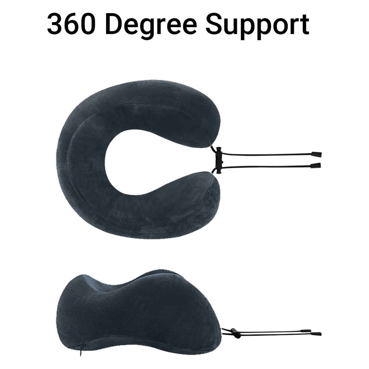 Billebon Unisex Memory Foam Neck Pillow with Eye Mask | Grey - One Size