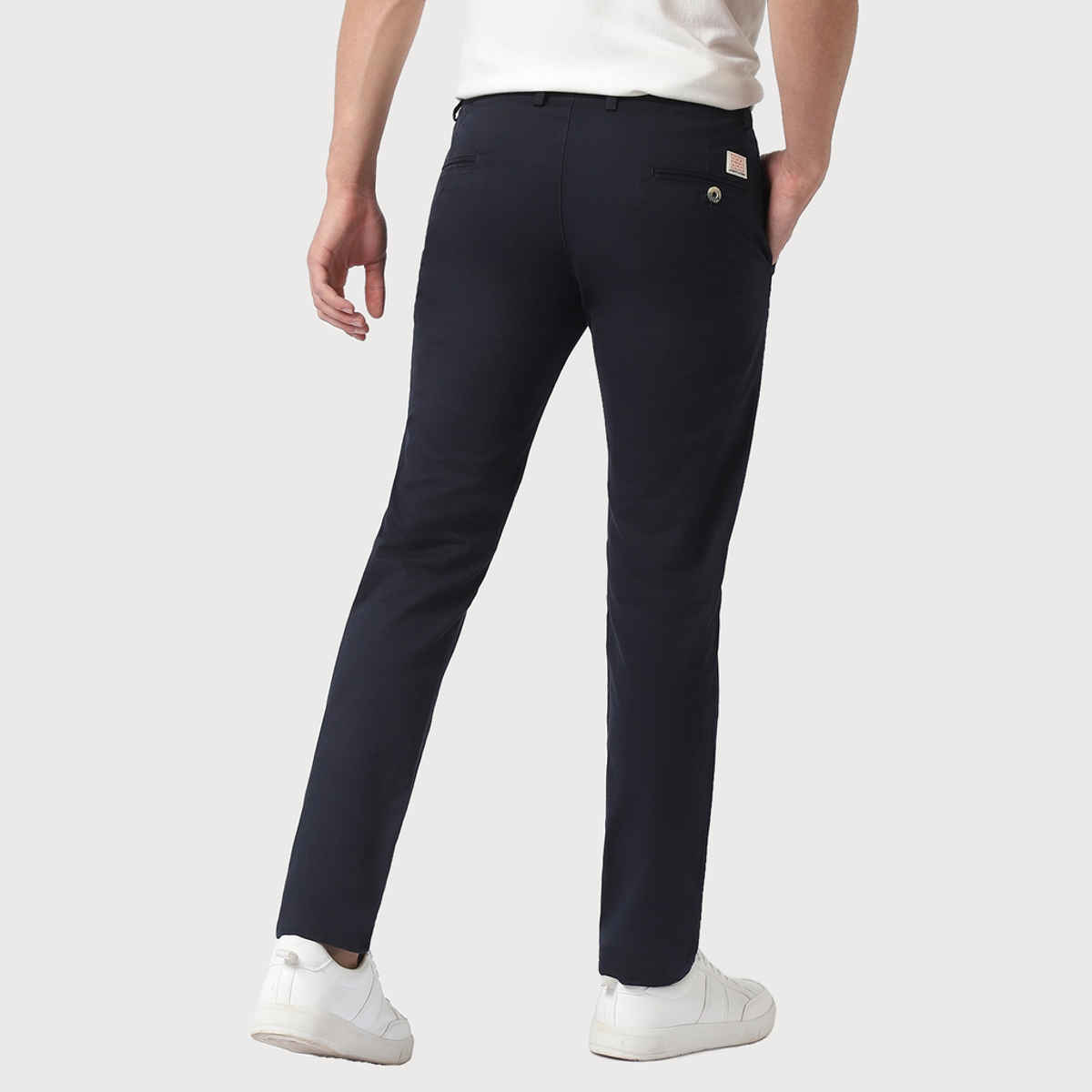 Urbano Fashion Men's Navy Blue Cotton Slim Fit Casual Chinos Trousers Stretch-30