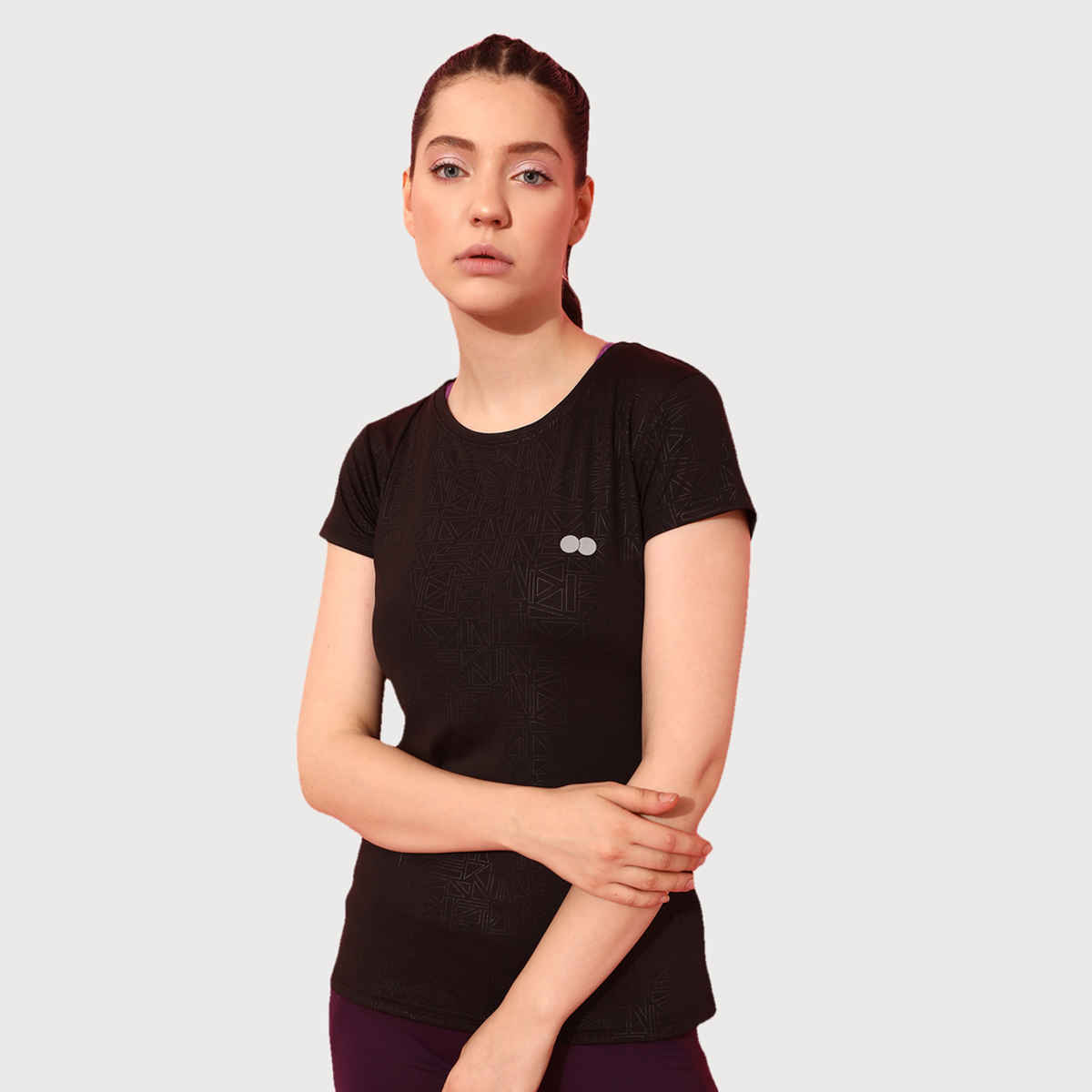 Clovia Comfort Fit Active T-Shirt | Black | XL