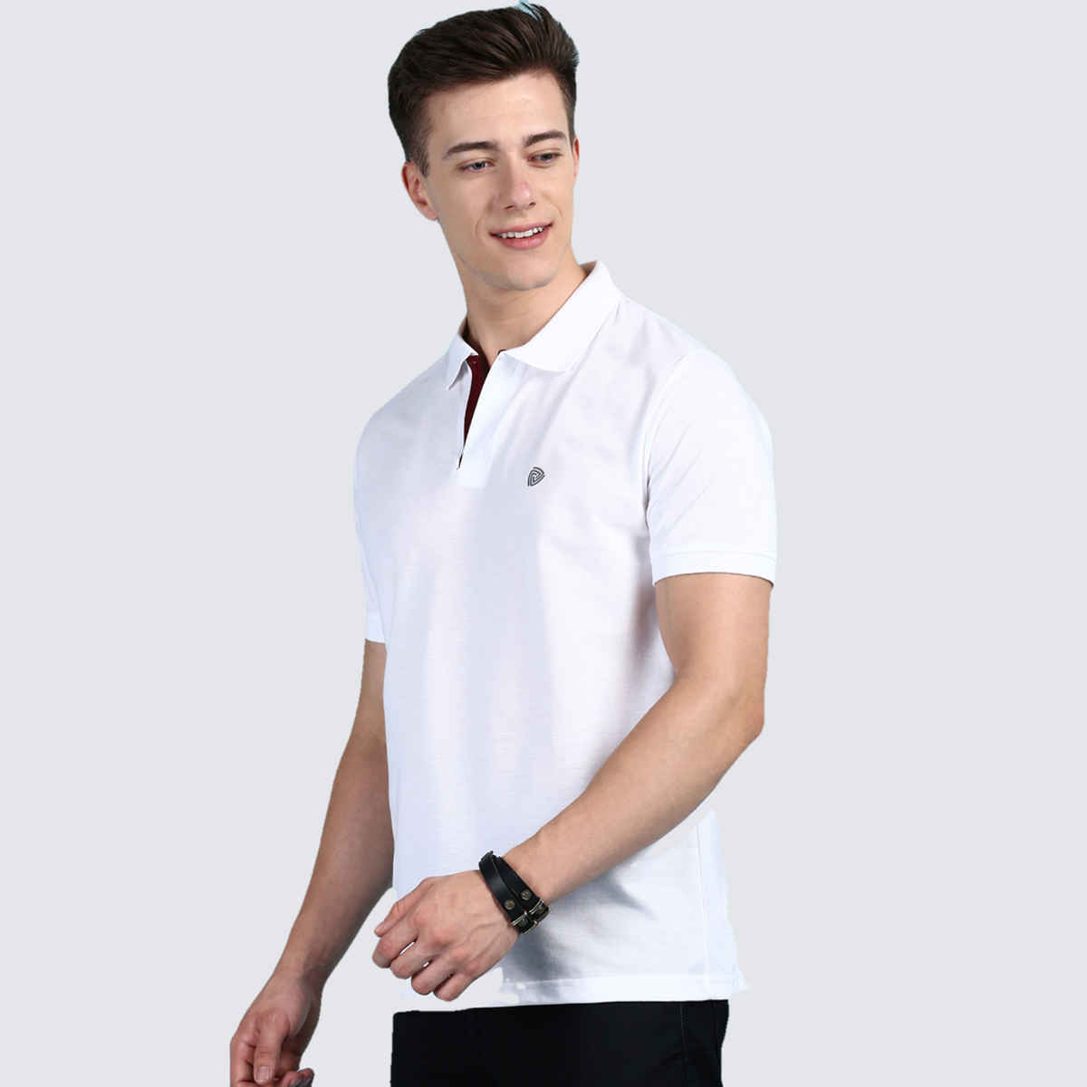Lux Cozi Men's Solid Cotton Polo T-shirt | White - S