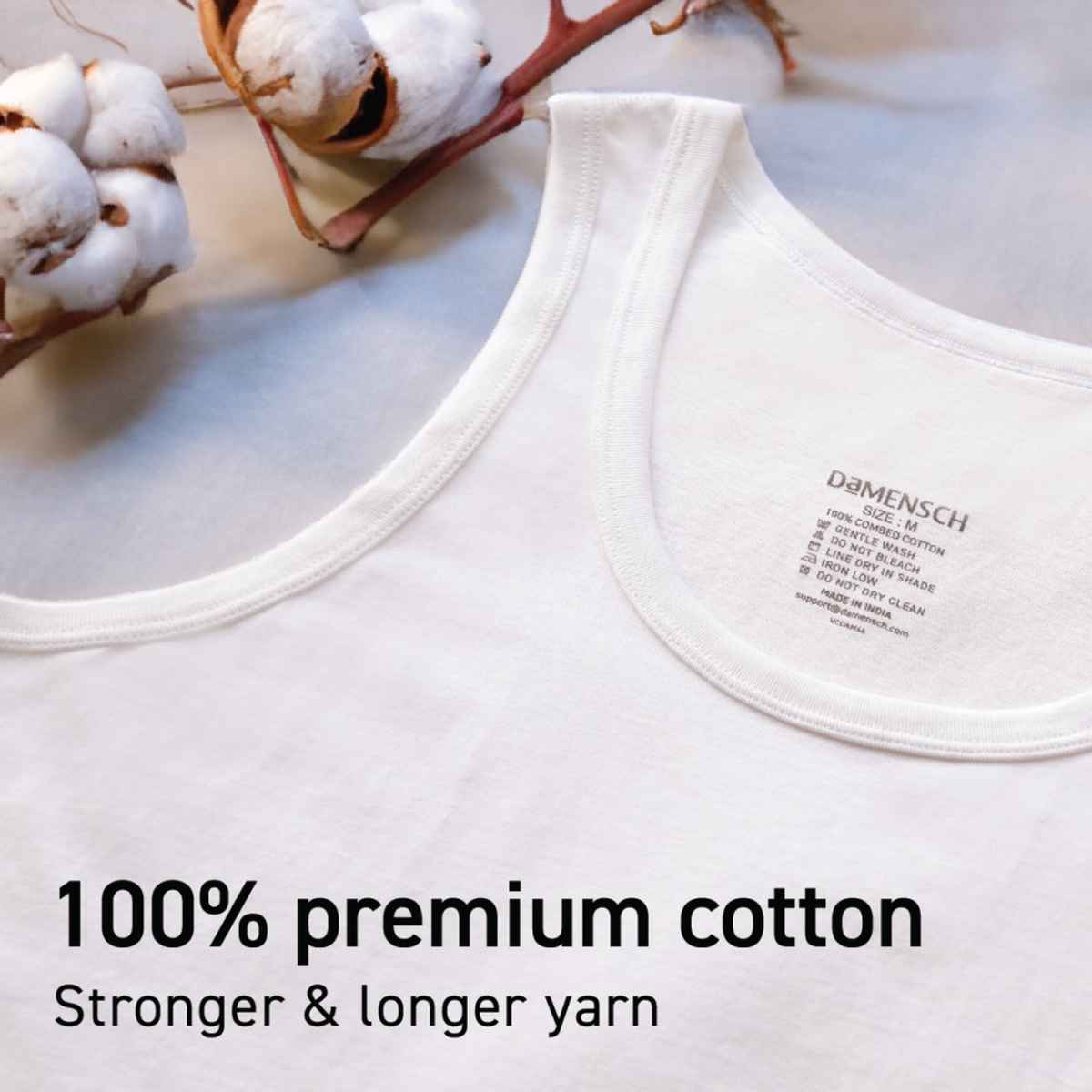 DaMENSCH Men's Vest | Neo-Cotton | White - XL