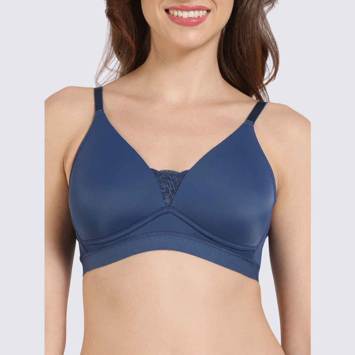 Zivame Women's Beautiful Basics Padded Non Wired 3/4Th Coverage T-shirt Bra | Blue - 32D