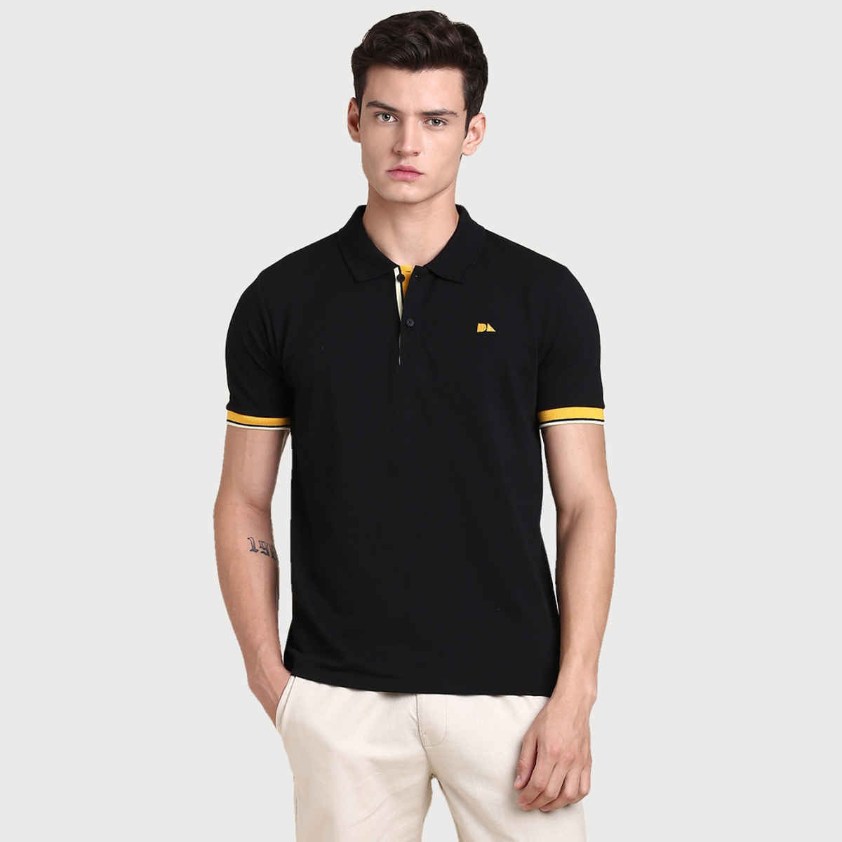 Dennis Lingo Men's' Solid Polo T-shirt | Black | L