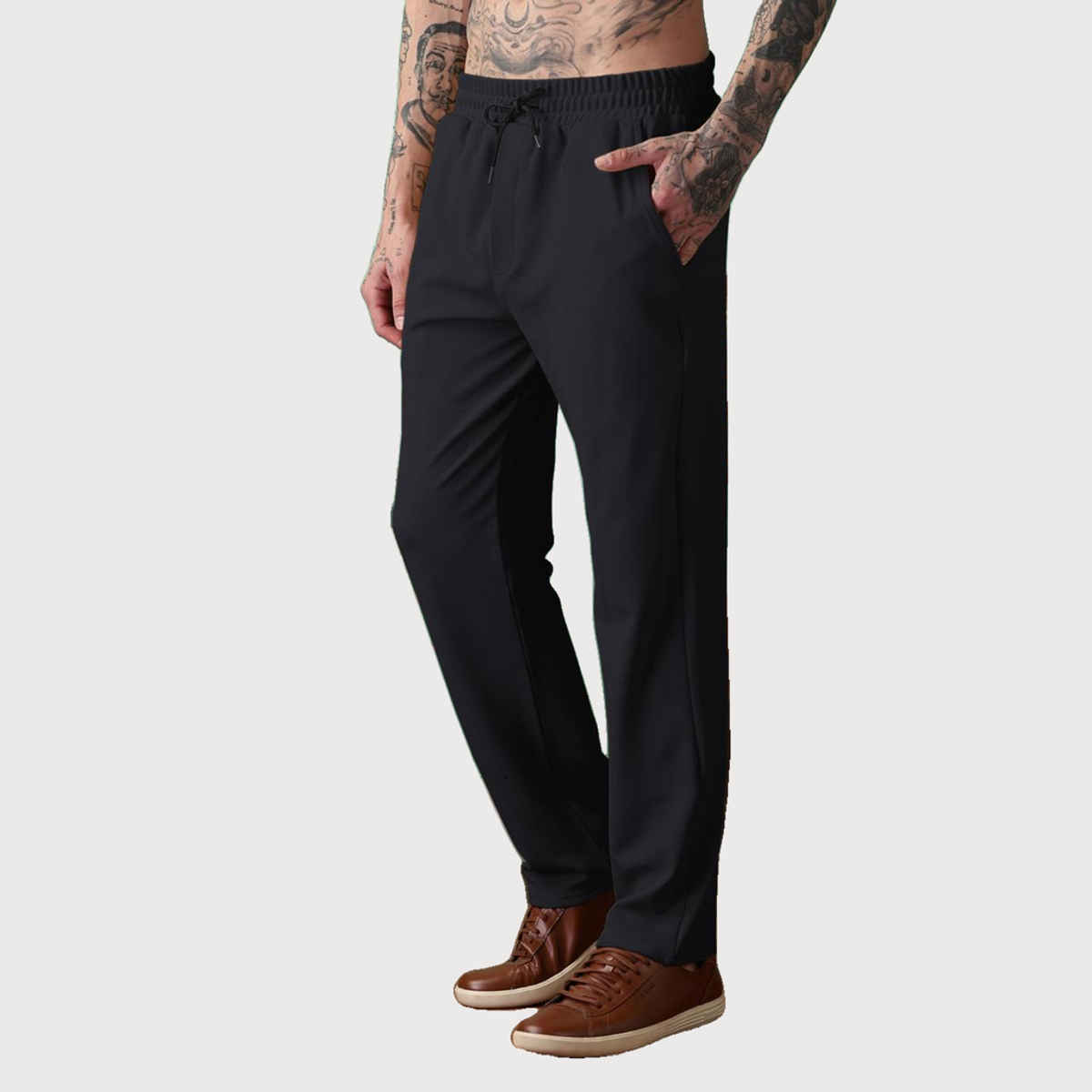GCYX Men's Track Pant | 60% Cotton 40% Polyester Comfortable Wear | Black - L