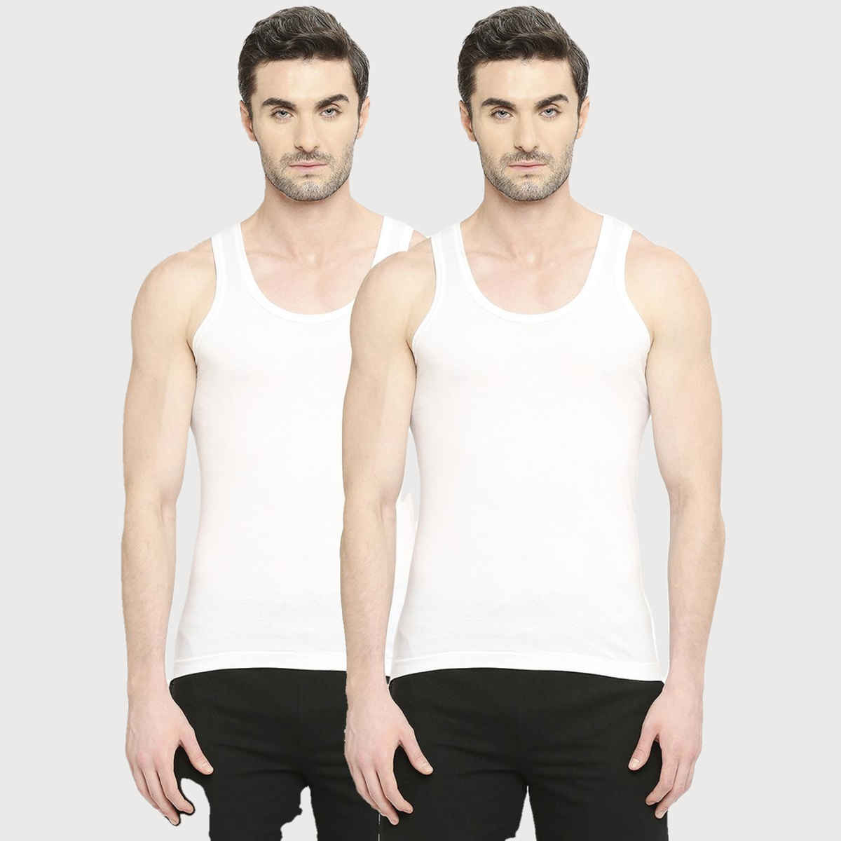 VIP Mens Vest Bonus Premium Rn Pack Of 2-80-Cm-White