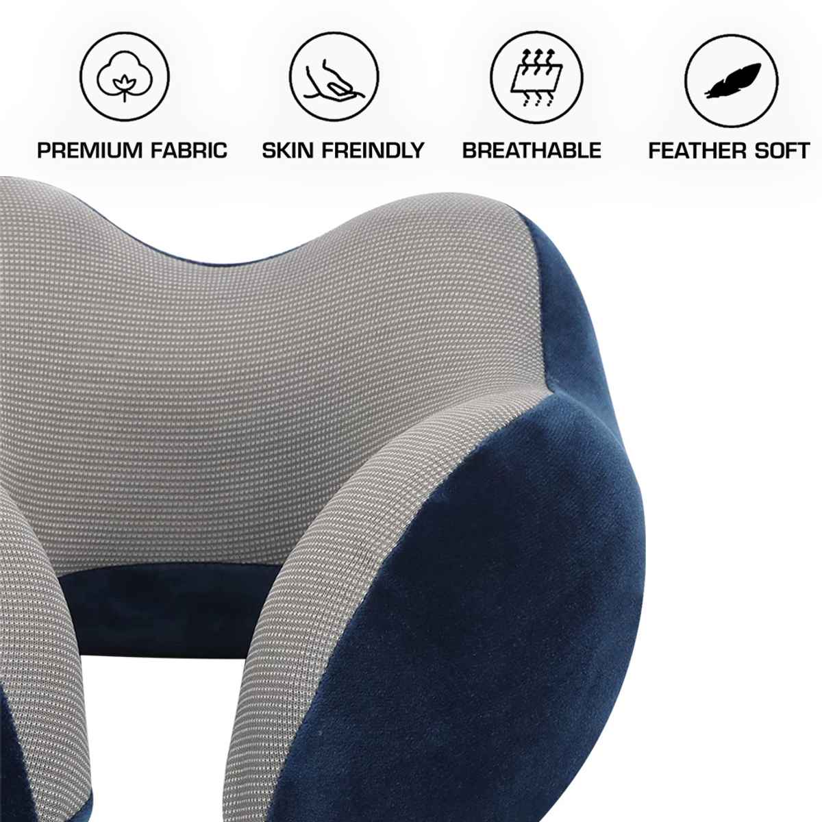 Billebon Unisex Memory Foam Neck Pillow with Eye Mask | Navy Blue - One Size