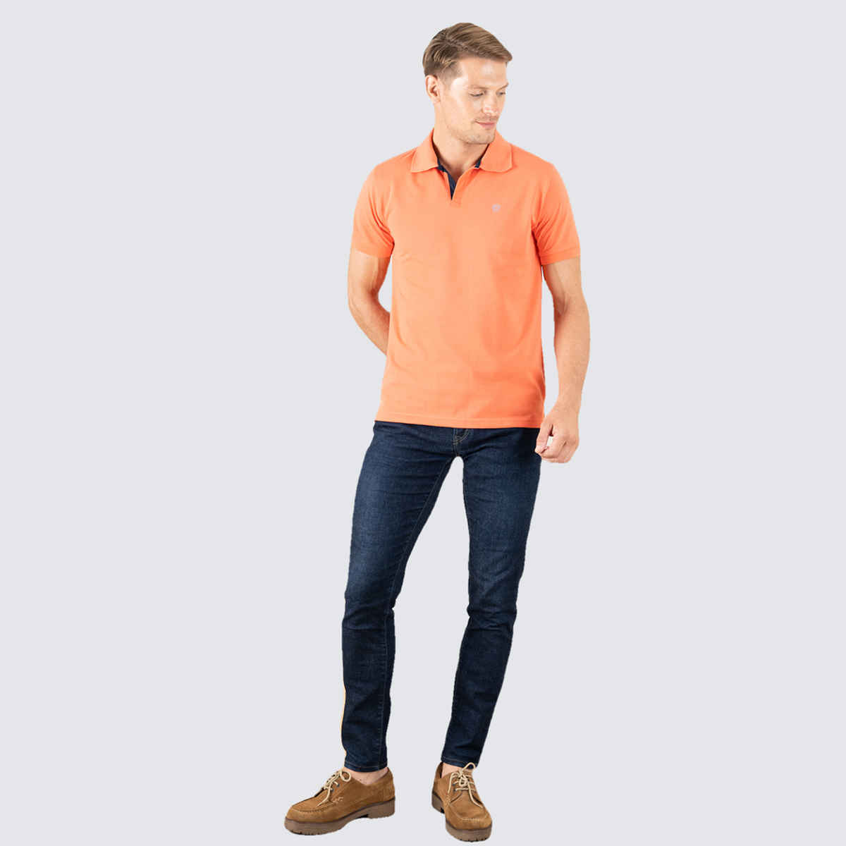 Lux Cozi Men's Cotton Polo T-Shirt, Apricat, 2XL