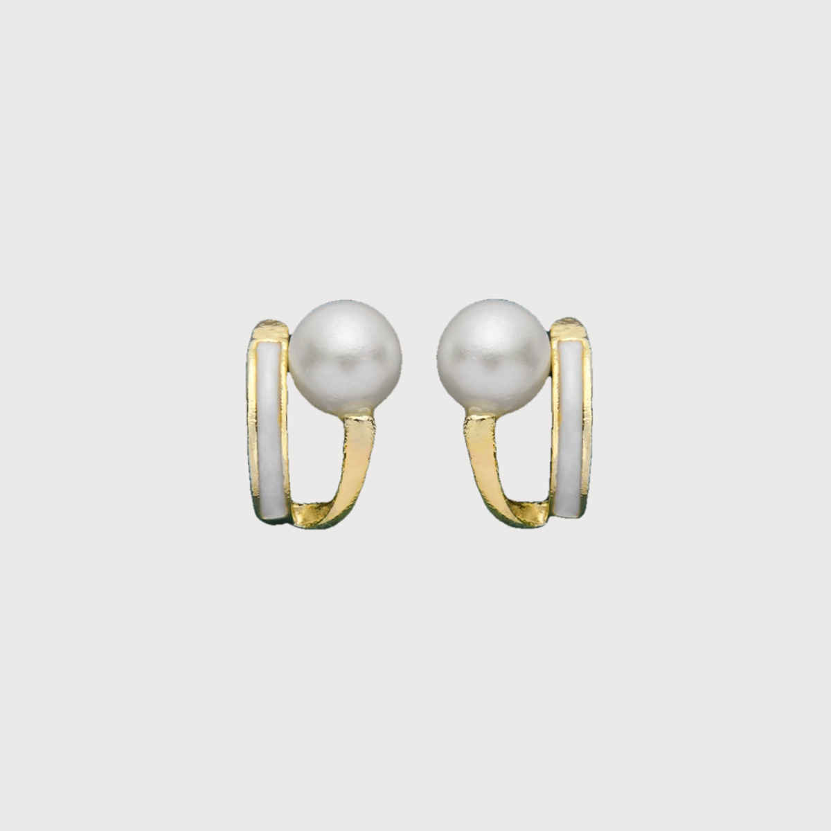 Everstylish Moonlit Pearl- Enamelled Stud Earrings | White