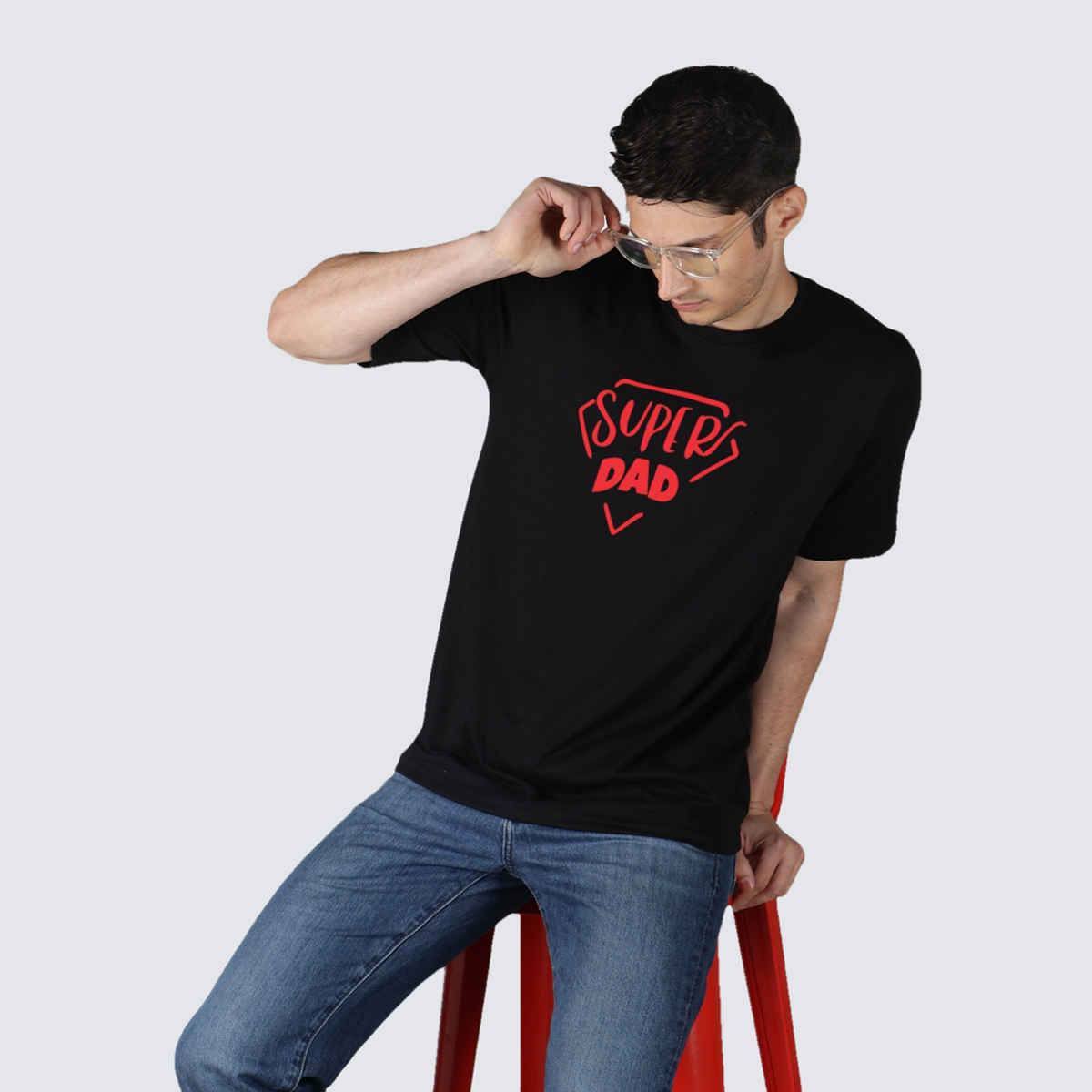 Inkfested Men's Super Dad Round Neck T-shirt | Black - L