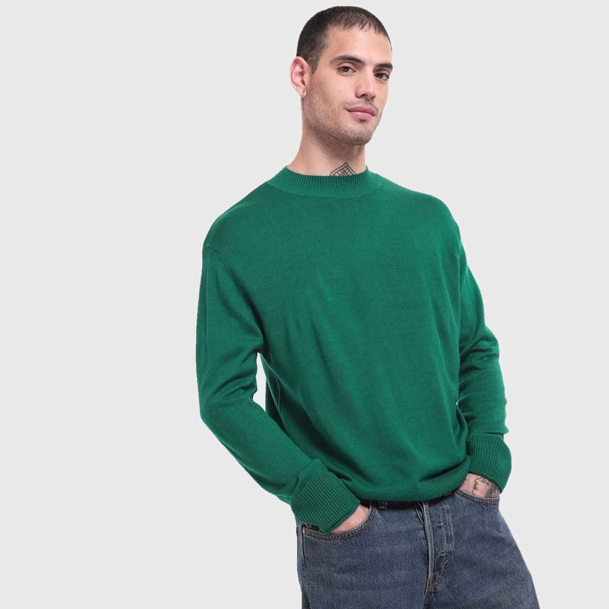 Bewakoof Men's Oversized Sweater | Green - XXL