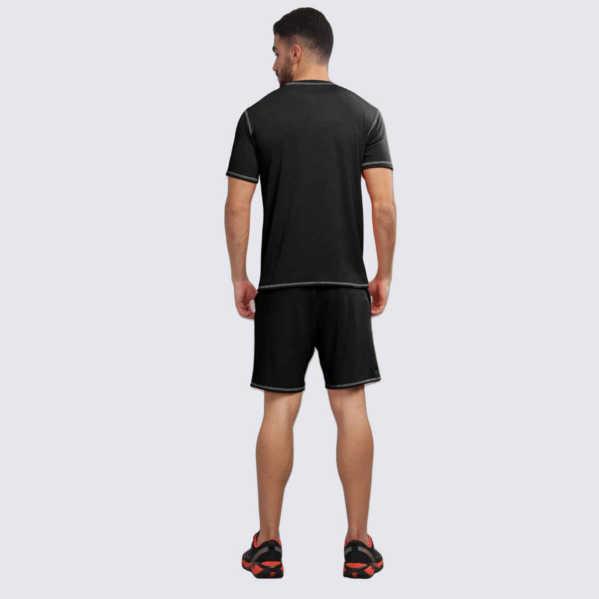FTX Men's Structured Fabric Solid Regular Fit Co-ord Set T-shirt & Shorts | Black - S
