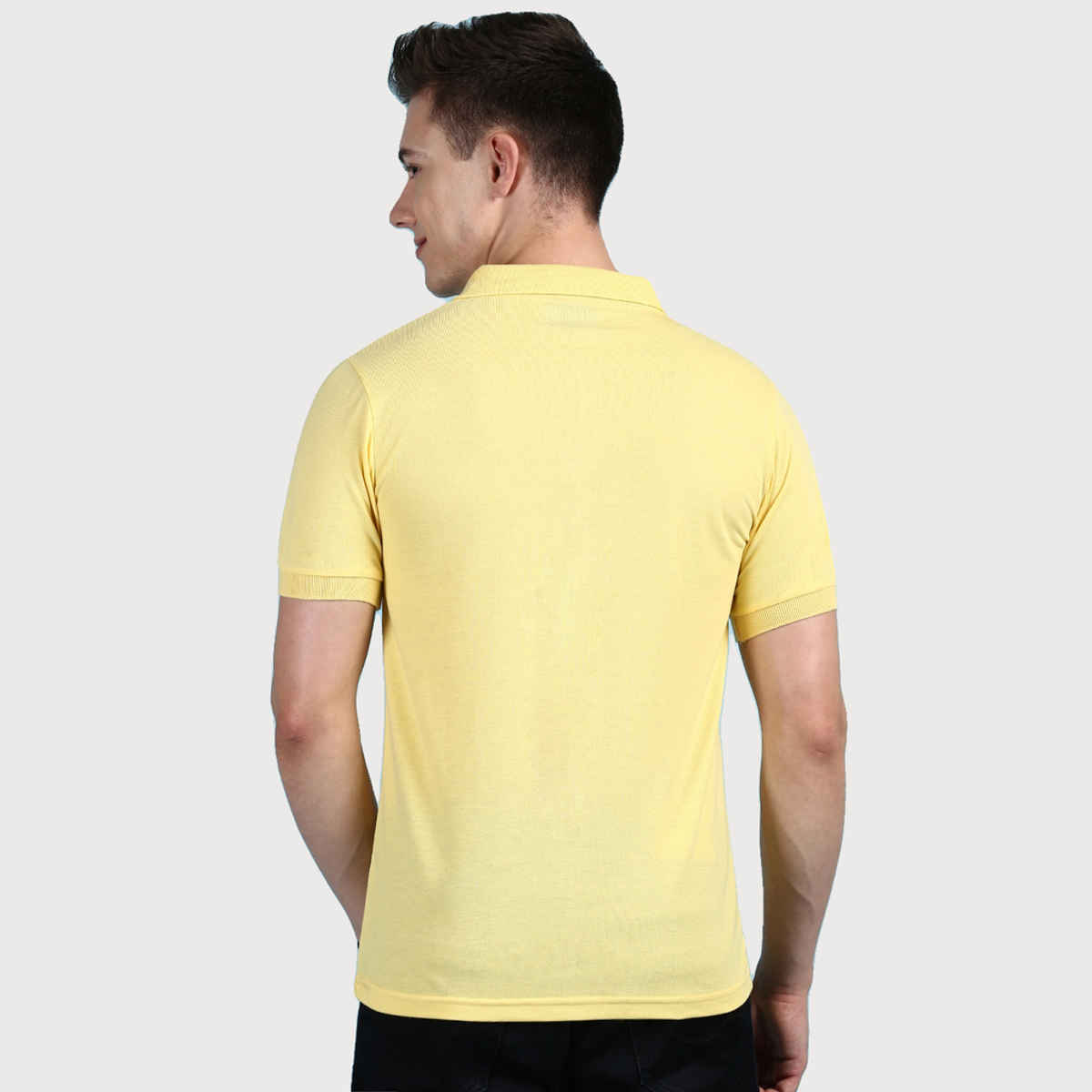 Lux Cozi Men's Solid Cotton Polo T-shirt with Pocket | Yellow - L