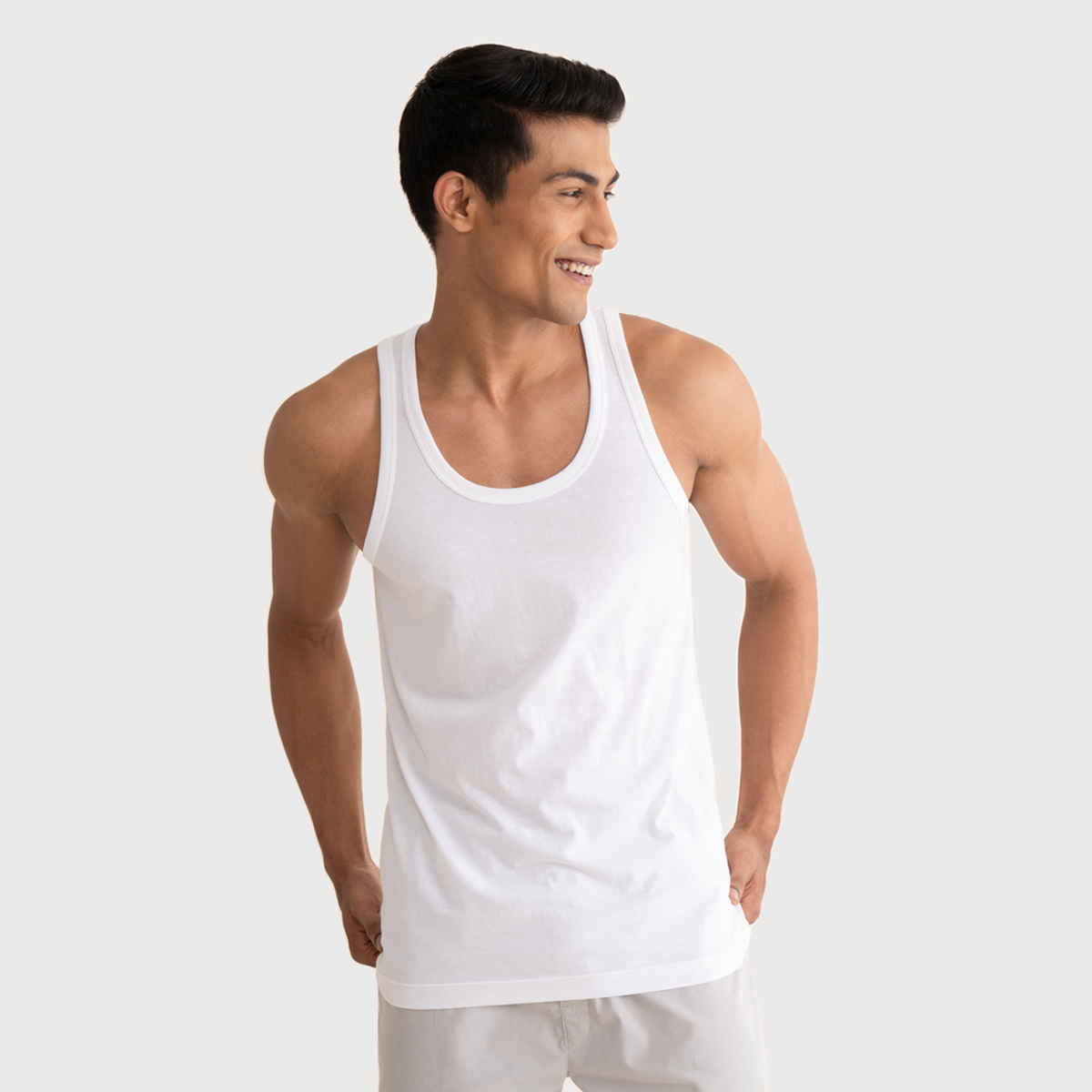 DaMENSCH Neo - Cotton Men's Vest Round Neck | White - XL