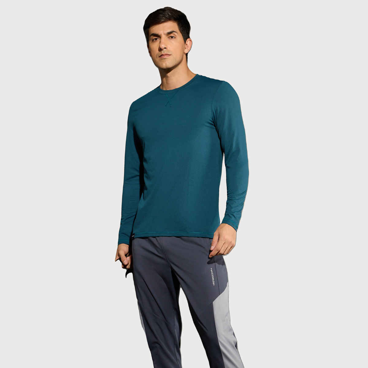 Technosport Men's Poly Solid Slim Fit Round Neck Full Sleeve Sports T-shirt | Gulf Coast - S