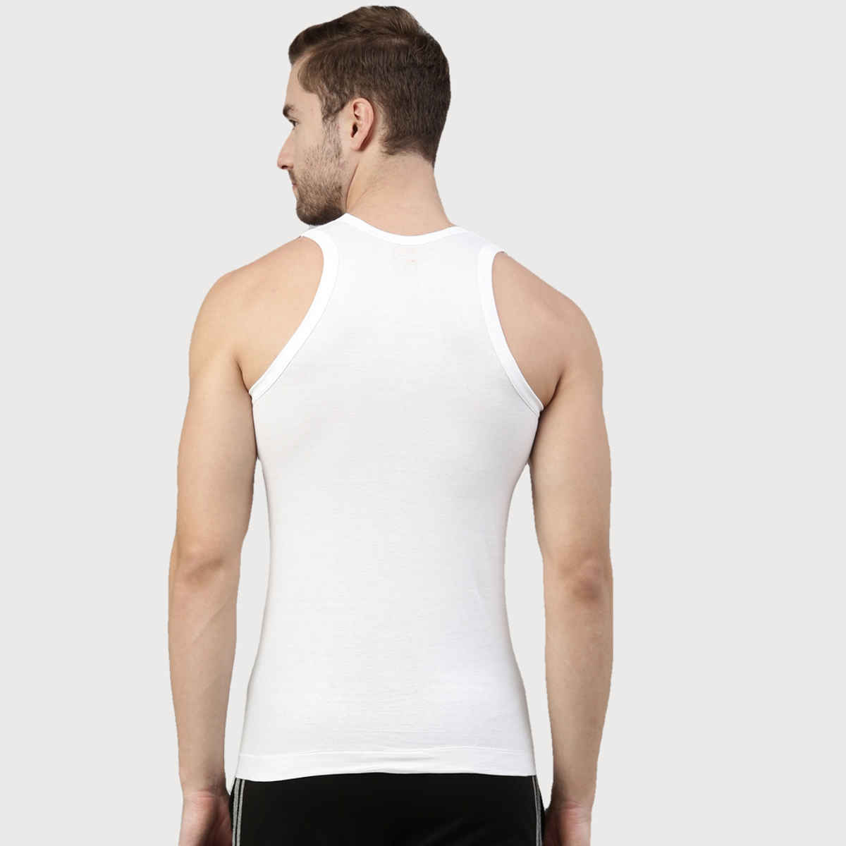 Dixcy Scott Men's Solid 100% Combed Cotton Itch - Free U-neck Sleeveless Vest | White - L